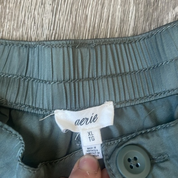 Aerie High Waisted Super Baggy Satin Pant green size xl silky trouser wide leg - Picture 3 of 9